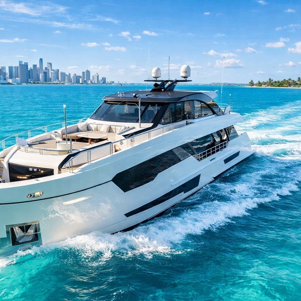 Superyacht cruising off Miami